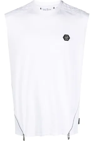 Philipp Plein Hexagon zip-detail quilted tank top