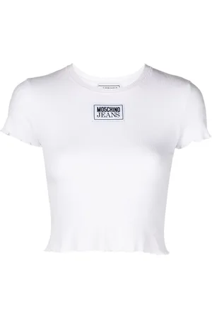Moschino Logo-appliqu?? cropped T-shirt