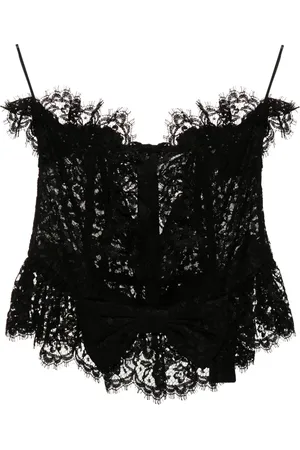 Alessandra Rich Bow-detail lace bustier top