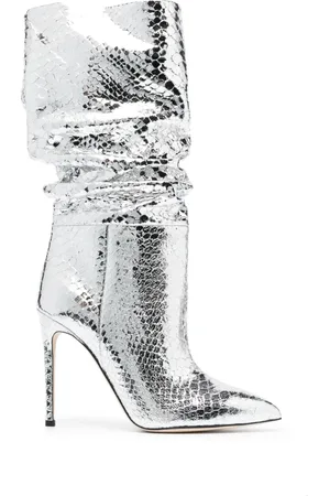PARIS TEXAS 105mm snakeskin-effect metallic boots