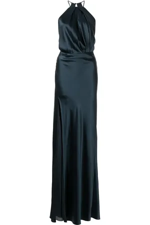 Michelle Mason Pleat-detail halterneck gown