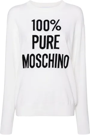 Moschino Slogan intarsia-knit jumper