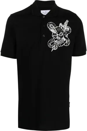 Philipp Plein Snake-print cotton polo shirt