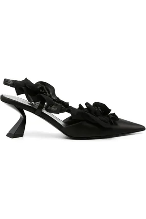 Nensi Dojaka Ruffle-detailed satin slingbacks