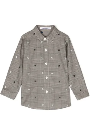 Familiar Prince of Wales-check button-up shirt