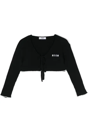 Msgm Logo-embroidered ribbed-knit cardigan