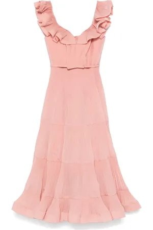 ZIMMERMANN Pleated frilled midi dress