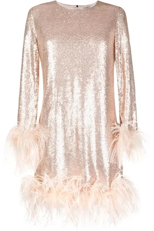 Gilda & Pearl Seraphina feather-trim midi dress