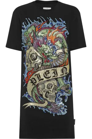 Philipp Plein Tattoo crystal T-shirt dress