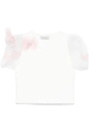 MONNALISA Tulle-sleeve T-shirt