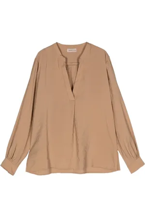 BLANCA Band-collar long-sleeves blouse