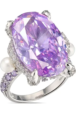 Anabela Chan 18kt white gold vermeil Lilac Mermaid gemstone and pearl ring