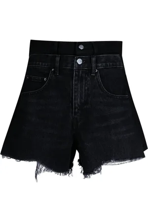 JNBY Raw-cut asymmetric denim shorts