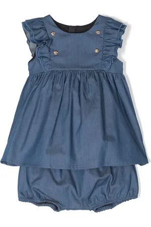 VERSACE Medusa Head-buttons denim dress