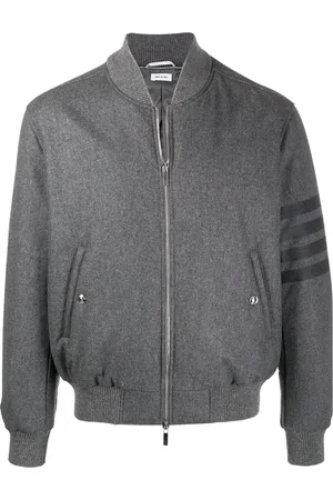 Thom Browne Tonal 4-Bar flannel bomber jacket