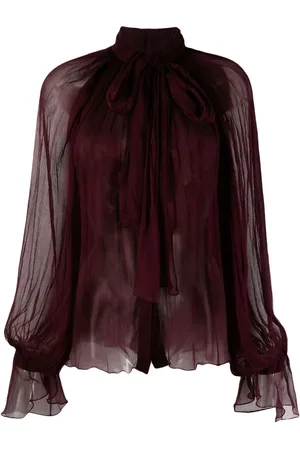 Atu Body Couture Semi-sheer tie-neck blouse