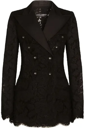 Dolce & Gabbana Turlington lace-detail double-breasted blazer