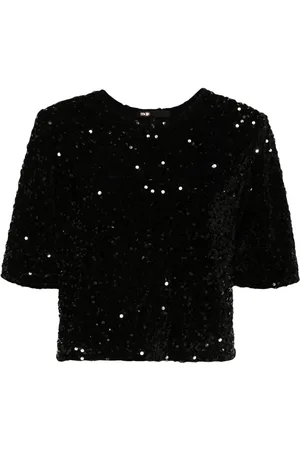 Maje Sequinned velvet top