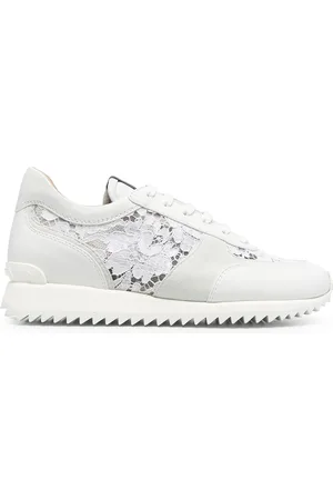 LE SILLA Lace-embroidered leather sneakers