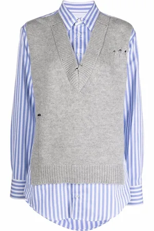 Maison Margiela Spliced knit-detail shirt