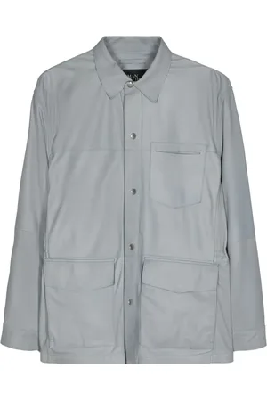 MAN ON THE BOON. Press-stud leather jacket