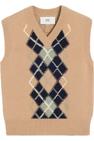Ami Argyle wool-cashmere blend sleeveless jumper