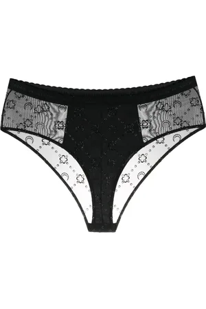 Marine Serre Moonogram-flocked mesh briefs