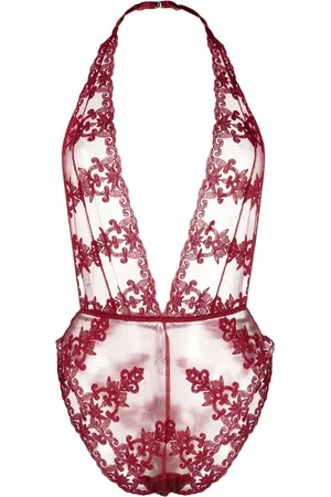 Fleur of England Gisele floral-embroidered halterneck body