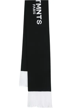 VTMNTS Intarsia-knit logo frayed scarf
