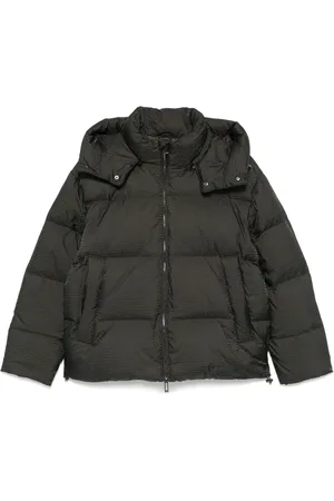 Emporio Armani Logo-lettering hooded down jacket