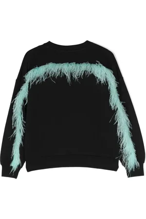 Le pandorine Feather-trim organic cotton sweatshirt