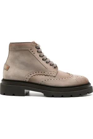 santoni Suede brogue boots