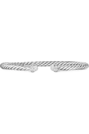 David Yurman Sterling Cablespira pearl and diamond bracelet (4mm)