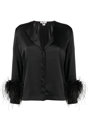Gilda & Pearl Feather-trim silk pyjama set