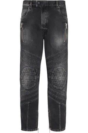 Balmain Mid-rise straight-leg biker jeans