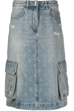 Givenchy Monogram-print denim cargo skirt