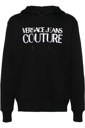 VERSACE Logo-embroidered cotton hoodie