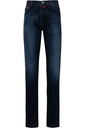 Kiton Logo-embroidered straight-leg jeans