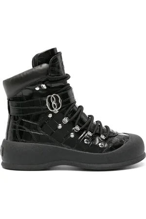 Bally Embossed-crocodile lace-up boots