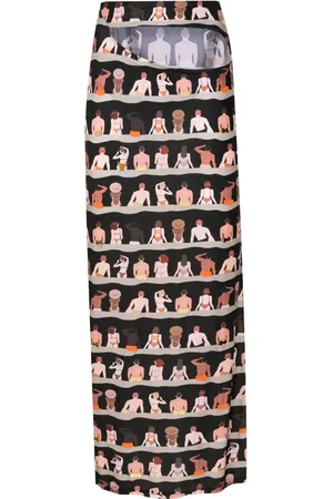 AMIR SLAMA Graphic-print cut-out maxi skirt