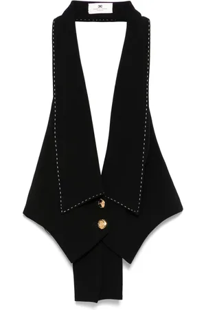 Elisabetta Franchi Contrasting topstitching crepe waistcoat