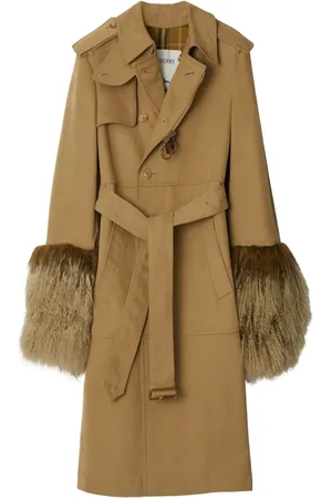 Burberry Shearling-trimmed trench coat