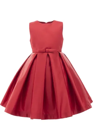Tulleen Bow-detail pleated satin dress