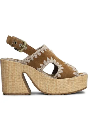 Mou 100mm raffia platform sandals