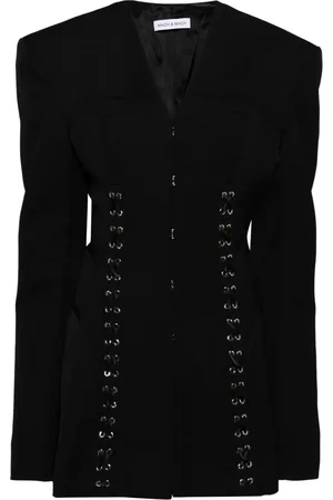 Mach & Mach Corset hook-and-eye wool mini dress
