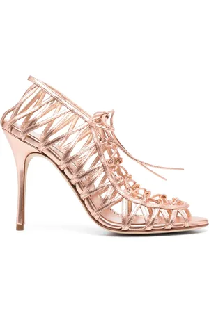 Manolo Blahnik Hamza 100mm strappy metallic sandals