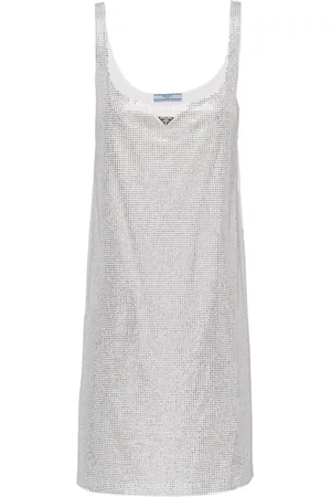 Prada Rhinestoned cotton minidress