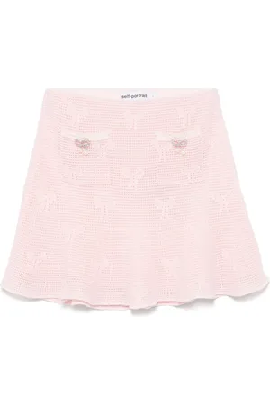 Self-Portrait Bow-detail crochet mini skirt