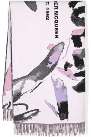 Alexander McQueen Abstract pattern logo-print scarf