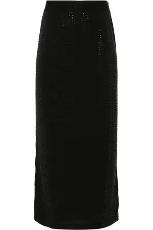 VERSACE Crystal-embellished midi skirt